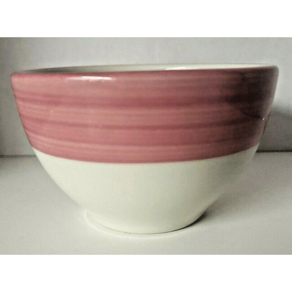 Sterling China Wellsville Ohio 6 oz Soup Custard Cup Bowl Pink & White U144